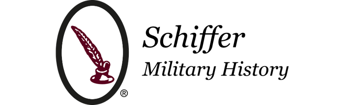 Schiffer Military History logo featuring a maroon quill in an ink bottle inside a black oval, next to the words Schiffer Military History in black text on a light background.