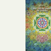 A vibrant mandala with geometric and floral patterns, inspired by chakras, features "Sacred Mysteries" by Schiffer Publishing, Ltd. "Part 1: How Cards and Chakras Mix and Mingle" appears above. Left side remains blank.