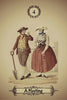 A vintage-style illustration from the Kipper Oracle Cards by Schiffer Publishing, Ltd. shows a man with a shovel and a woman in traditional clothing talking. The card is labeled 4 at the top and A Meeting at the bottom.