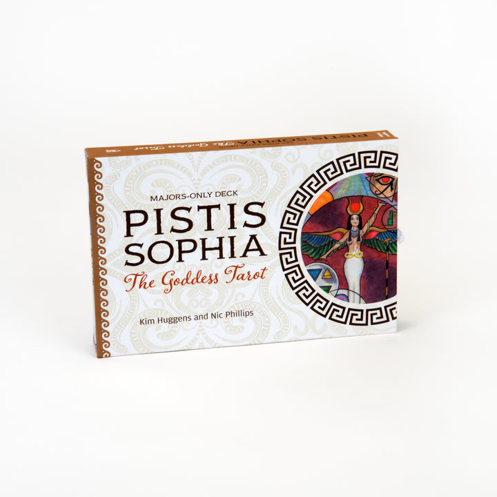 A decorative box for Pistis Sophia by Schiffer Publishing, Ltd., featuring goddess artwork in a circular frame—ideal for storing your Majors-only Tarot deck or Tarot guidebook.