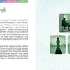 A book spread from Rainbow Kipper by Schiffer Publishing, Ltd.: the left page features a green header titled "People" with text about Kipper deck fortune-telling. The right page shows six green people silhouettes on a pale blue background.