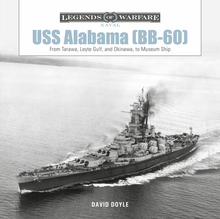 Book cover of 'USS Alabama (BB-60)' by David Doyle, featuring a black and white illustration of a battleship.