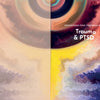 Abstract digital artwork with swirling pastel and dark hues split vertically. Text reads: The Artist's Mind, Schiffer Publishing, Ltd., in the top right—highlighting creativity and art therapy’s role in processing trauma and PTSD.