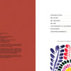 An open book, The Retablos of Jeronimo Lozano by Schiffer Publishing, Ltd., shows a red left page with publishing details and a right page featuring a colorful Peruvian retablo-inspired floral illustration, table of contents, and dotted lines to page numbers.