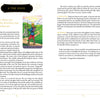 An open book displays The Fool from the Steele Wizard Tarot by Schiffer Publishing, Ltd., showing a person with a knapsack near a cliff. The pages explore the card’s meaning, guidance for self-empowerment, and reversed interpretation.
