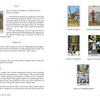 A spread from "New Directions in Tarot" by Schiffer Publishing, Ltd. uses Rider-Waite-Smith Tarot art by Pamela Colman Smith to explain story plot and conflict, provide tarot interpretations, and include an interactive exercise.