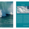 A large wave towers over a surfer as onlookers watch from a cliff in Nazaré, Portugal. "The Wild Atlantic" by Schiffer Publishing, Ltd. features striking photography of powerful waves and coastal scenes along Europe’s Atlantic coast.