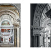 Two photos from "Capitol America" by Schiffer Publishing, Ltd.: the left shows a grand staircase, columns, arches, and mural; the right features a black and white close-up of ornate arches and columns.