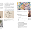 A magazine spread features five images of abstract textile art from "The Cumulative Cloth, Dry Techniques" by Schiffer Publishing, Ltd., showcasing textures, stitching patterns, color combinations, and instructions for custom cloth methods.