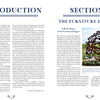 Two pages from "Elements of Furniture Design" by Schiffer Publishing, Ltd.: the left page is an INTRODUCTION discussing furniture design, while the right page starts SECTION 1: THE FURNITURE DESIGNER, with a text block and a tree diagram of furniture types.