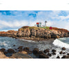 Capture the iconic charm of Maine’s Cape Neddick with "Back Roads of Maine" by Schiffer Publishing, Ltd.—featuring a white lighthouse and red-roofed house on a rocky cliff, ideal for landscape photography and rural town inspiration.