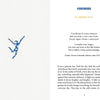 An open book from The Fool's New Journey Tarot by Schiffer Publishing, Ltd. shows a blue leaping figure on the left and a foreword by Andrea Aste, featuring a Dante quote and the beginning of a reflective narrative on the right.