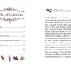 A book’s Table of Contents page with floral illustrations at the bottom and a Who We Are section with a biography and flower graphics, inspired by the enchanting style of The Flowerwise Oracle from Schiffer Publishing, Ltd.