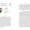 A two-page spread from a botanical guidebook highlights the Bird-of-Paradise flower—its scientific name, history, habitat, and cultural meaning—with an illustration, similar to cards in The Flowerwise Oracle by Schiffer Publishing, Ltd.