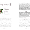 An open book from The Flowerwise Oracle by Schiffer Publishing, Ltd. displays a two-page holly spread with decorative holly branches framing sections on history, habitat, mythology, folklore, and the scientific name Ilex aquifolium.