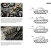 Two pages from Schiffer Publishing, Ltd.'s M60 Tank show detailed interior and ammo storage photos on the left, plus black-and-white side profile diagrams titled DEVELOPMENT of different models on the right, ideal for military vehicle reference.