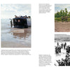 A collage of five wartime photos shows USMC Tracked Amphibious Vehicles landing, troops disembarking, and soldiers assembling in varied terrains. Product by Schiffer Publishing, Ltd.