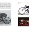 A man in period clothing inspects an early Curtiss Motorcycles model, while a close-up of a vintage racing bike and two silver trophies highlight the motorcycle legacy featured by Schiffer Publishing, Ltd.