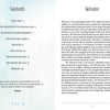 The Westwood Tarot guidebook by Schiffer Publishing, Ltd. opens to a soft blue layout, showing the table of contents on the left and a Welcome introduction on the right, with elegant fonts and decorative flourishes.