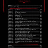 Table of contents page from "Hallowed by Their Name" (Schiffer Publishing, Ltd.), a book on Iron Maiden. Chapters list song and album titles with page numbers under a Contents section decorated with red graphics and symbols.