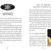An open book from The Animystic Tarot by Schiffer Publishing, Ltd. displays an Ace of Wands reading. The left page features a yellow wand and info on the Wands suit; the right page details the card, showcasing this nature-inspired tarot deck.