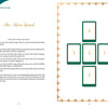 The Gaian Tarot by Schiffer Publishing, Ltd. includes a two-page “New-Moon Spread” guide with instructions, questions, and a cross-shaped five-card layout inspired by earth-centered spirituality and multicultural themes.