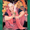 An older woman with gray hair and a pink shawl sits before an altar of marigolds, candles, skulls, and photos, holding a smoking bundle of herbs. "Elder of Fire" appears below. From Gaian Tarot by Schiffer Publishing, Ltd.