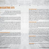 An open magazine spread titled Richard Manuel by Schiffer Publishing, Ltd. features orange and gray text on a sepia-toned background with a wooden floor and stage, discussing Bob Dylan’s 1966 electric performances and the rise of rock music.