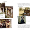 Four photos: a couple at a stone gazebo, groom playing accordion with his bride, both smiling outdoors, and bride with man in glasses. Text about Richard Manuel's marriage and The Band is on the right page of Schiffer Publishing, Ltd.'s "Richard Manuel.