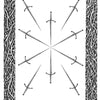 The Ten of Swords from Lieselle's Eternal Tarot by Schiffer Publishing, Ltd. features ten inward-pointing swords arranged in a circle amid tangled branches. "All over, Red Rover" appears at the top. Art by Lieselle Elliot.