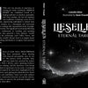 A black and white cover for Lieselle's Eternal Tarot by Schiffer Publishing, Ltd. features a starry sky, mystical symbols, and portraits with bios on the back—an ideal tarot deck for self-discovery.