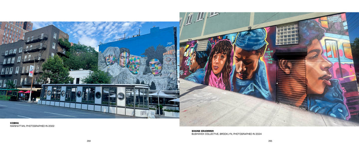 A mural of people highlights vibrant New York City street art, as featured in "Aerosol Art Kings" by Schiffer Publishing, Ltd.