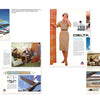 A collage of vintage Douglas DC-8 ads from Schiffer Publishing, Ltd. showcases jetliners, flight attendants in period uniforms, passengers boarding and seated, and promotional text highlighting jet service and amenities.