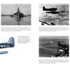 A book spread from Schiffer Publishing, Ltd.'s "USS California (BB-44)" features black-and-white photos of U.S. Navy warships and floatplanes at sea, including the USS California at Pearl Harbor, a blue Navy floatplane illustration, and descriptive captions.