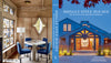 Front cover of *Shingle Style Houses* by Schiffer Publishing, Ltd. shows a blue shingle style home at dusk; back cover features a cozy dining nook with table, chairs, and star-shaped window—capturing the warmth of shingle style architecture.