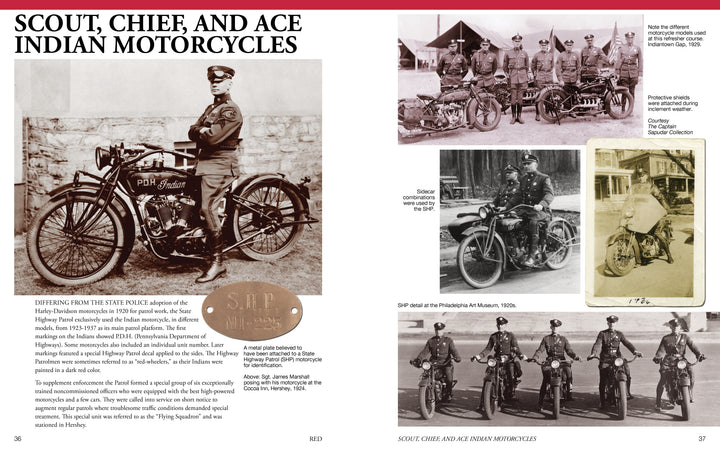 “On Patrol” by Schiffer Publishing, Ltd. features rare vintage black-and-white photos of Indian motorcycles and Pennsylvania State Police troopers from the early 1900s, highlighting the history of State Police patrols.