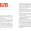 An open book titled "Sasquatches" by Schiffer Publishing, Ltd. shows CHAPTER 1: Oscoda County, Michigan, 2012, with intro text and a highlight on the left page and the start of a Sasquatch research narrative on the right.