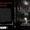 Cover of Whispers from the Unknown featuring a ghostly figure in a dark, moonlit forest, with back cover text detailing paranormal experiences at haunted locations.