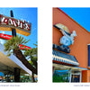Two photographs from Los Angeles capturing the mid-century modern signage of iconic landmarks, Panns Restaurant and Canter’s Deli.