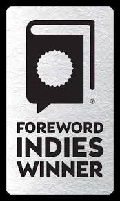 A rectangular badge with a stylized black book and award seal icon above the bold text Foreword INDIES Winner on a textured silver background, perfect for Nantucket by Schiffer Publishing, Ltd.