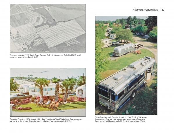 The "Pictorial Guide to RVing" by Schiffer Publishing, Ltd. showcases vintage Airstream trailers at rallies, under Florida palms, and at SC-NC campgrounds—ideal for fans of vintage RV postcards and collecting.