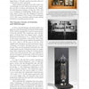 A page from "Electrifying the Wristwatch" by Schiffer Publishing, Ltd., describes quartz clocks and displays three black-and-white photos: a lab, an electromechanical watch with tubes and dials, and a tall glass-encased clock on a stand.