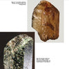 The Collector's Guide to Silicate Crystal Structures by Schiffer Publishing, Ltd. showcases an elongated brown silicate crystal and a green striated crystal with shiny reflections, both displayed on a plain white background with captions.
