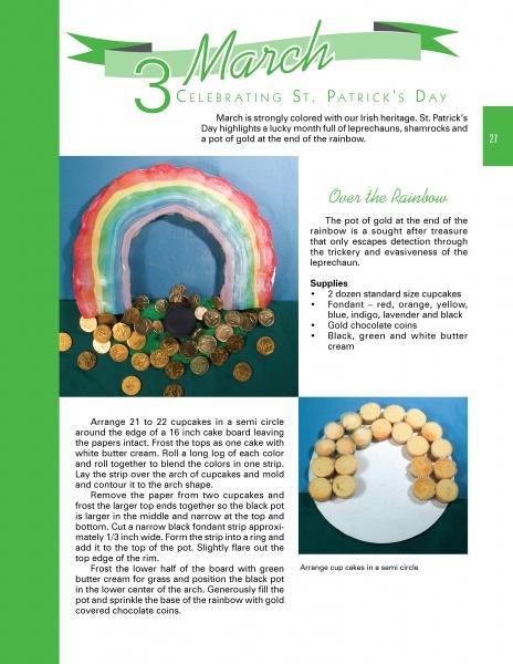 A page from "A Year of Cupcakes" by Schiffer Publishing, Ltd. featuring creative mini-cake designs and cake decorating inspiration.