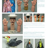A collage of vintage hand puppets—painted faces, mustaches, hats, and bird-shaped string puppets—reflects the artistry featured in "Mexican Masks and Puppets" by Schiffer Publishing, Ltd., inspired by Mexican carving and masked dance traditions.