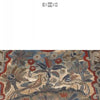 An upside-down tapestry image of two birds among foliage with a decorative border, from "Birds in the Barnes Foundation" by Schiffer Publishing, Ltd., appears on art notecards with exhibition info printed above, also upside down.