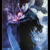 A figure in dark attire and top hat wields a symbol-etched blade, a raven behind, with a glowing red crystal and skull evoking mystique—echoing The Chronicles of Destiny Fortune Cards by Schiffer Publishing, Ltd. Text: “20. The Warlock.”.