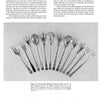 Sterling Silver Flatware For Dining Elegance by Schiffer Publishing, Ltd. is displayed in a row, showcasing ornate Victorian and Edwardian lettuce forks and spoons, with a descriptive text block positioned above and to the left.
