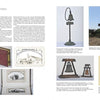 A book spread from "Emerging from the Shadows, Vol. II" by Schiffer Publishing, Ltd. features Mrs. A. S. C. Forbes, with text, historic photos, sketches, postcards, commemorative bells, plaques, and descriptive captions for each item.