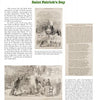 Page from St. Patrick's Day & Irish Collectibles by Schiffer Publishing, Ltd., showing "Chapter 4: The Celebration of Saint Patrick’s Day," with text on Irish history and two vintage black-and-white parade illustrations.